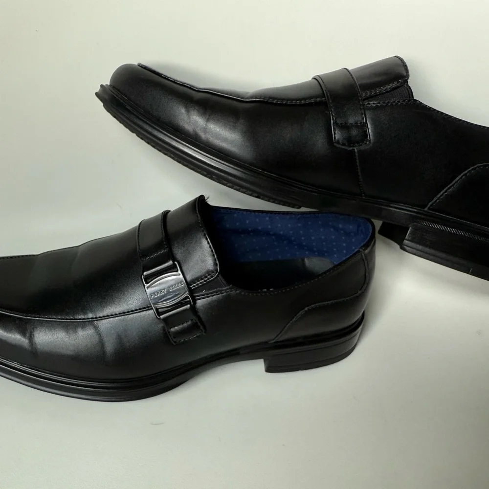 Perry Ellis Black Leather Slip-On Loafers